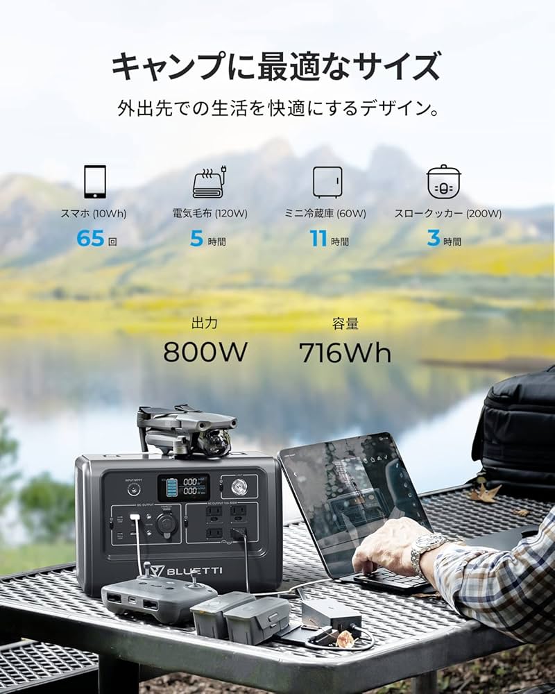 Amazon.co.jp: BLUETTI ポータブル電源 EB70S 大容量716Wh AC800W(瞬間